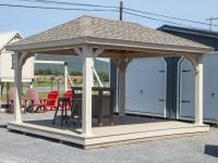 12x14 Vinyl Pavilion with Composite Decking and Almond Vinyl